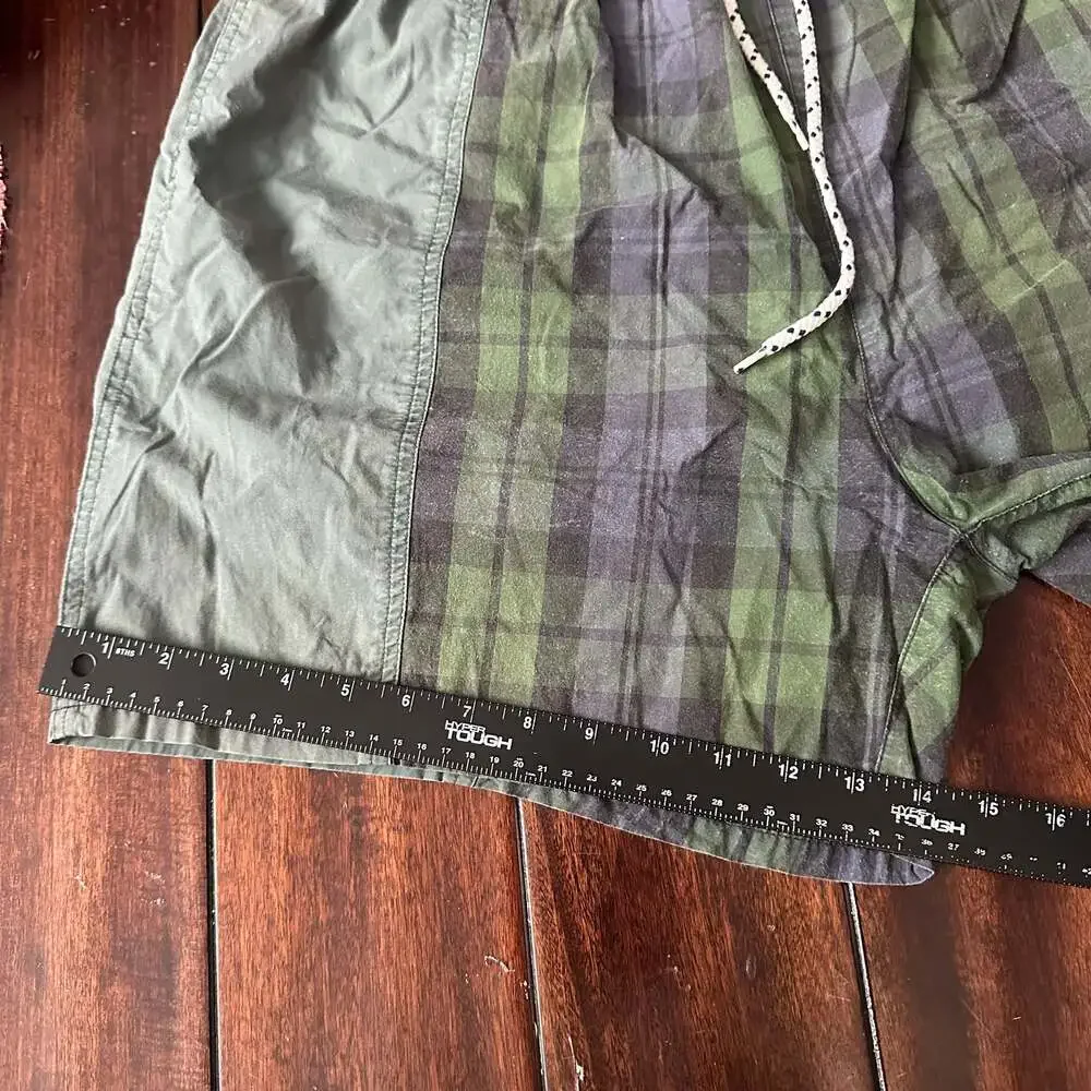 Vintage 90s Bowen & Wright Casual Wear Men's XL Colorblock Plaid Swim Trunks